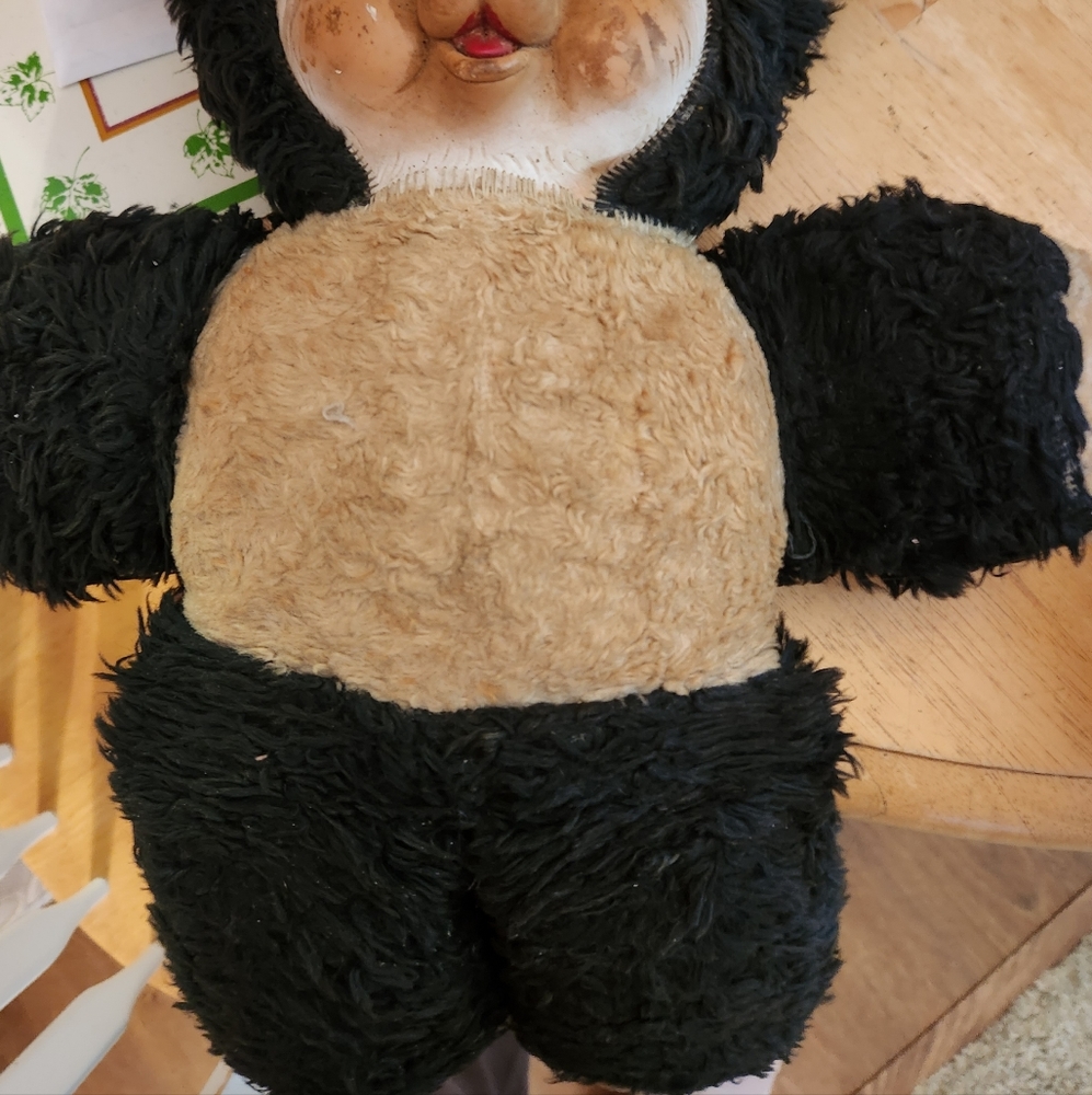 Vintage 1950 Rushton CHUBBY TUBBY BLACK TEDDY BEAR W/RUBBER FACE - Picture 5 of 11
